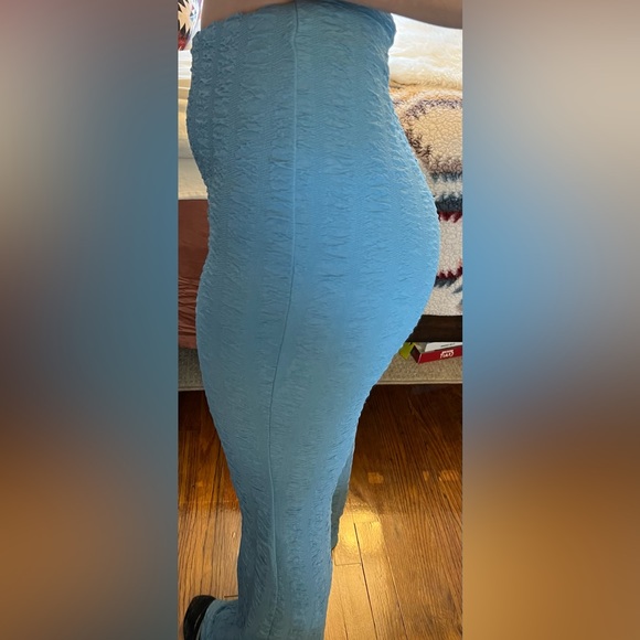 Princess Polly Stretchy Thick Flares Gray Blue Textured Pants Size 4 fits S/M - Picture 8 of 12